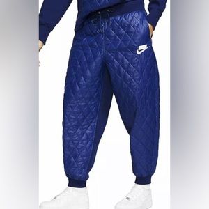 Nike Women’s Royal Blue Quilted Sweatpants / Joggers Medium NSW Sport Pack Warm